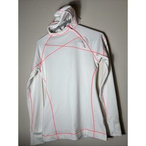 Saucony Hoodie Women Small White Performance Running Shirt Activewear Thumb Hole